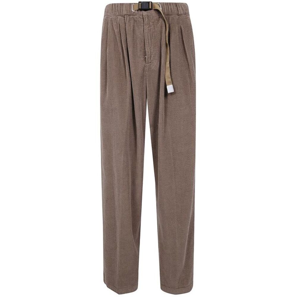WHITE SAND Men's Corduroy Pleated Belted Pants Men BROWN